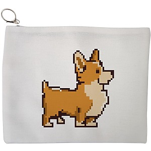 Portfard Cosmetice tip Plic, model 8bit Doggo, 23x18 cm, Alb, BEKZ®