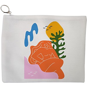 Portfard Cosmetice tip Plic, model Abstract Connection, 23x18 cm, Alb, BEKZ®