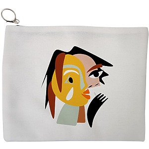 Portfard Cosmetice tip Plic, model Abstract face 2, 23x18 cm, Alb, BEKZ®