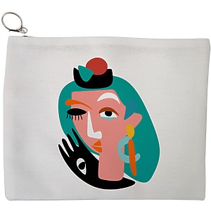 Portfard Cosmetice tip Plic, model Abstract face, 23x18 cm, Alb, BEKZ®