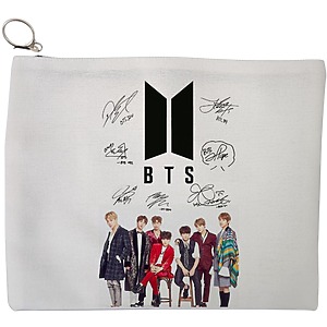Portfard Cosmetice tip Plic, model BTS Army 1, 23x18 cm, Alb, BEKZ®