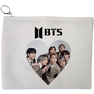 Portfard Cosmetice tip Plic, model BTS Army 10, 23x18 cm, Alb, BEKZ®