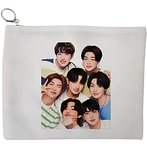 Portfard Cosmetice tip Plic, model BTS Army 2, 23x18 cm, Alb, BEKZ®