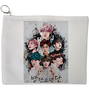 Portfard Cosmetice tip Plic, model BTS Army 3, 23x18 cm, Alb, BEKZ®