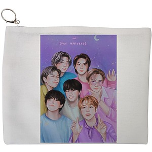 Portfard Cosmetice tip Plic, model BTS Army 4, 23x18 cm, Alb, BEKZ®