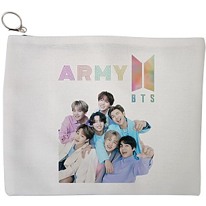 Portfard Cosmetice tip Plic, model BTS Army 7, 23x18 cm, Alb, BEKZ®