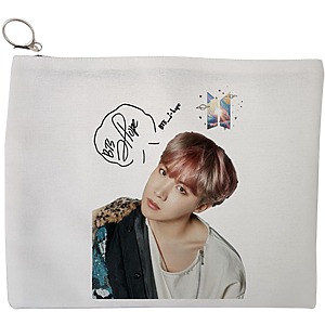 Portfard Cosmetice tip Plic, model BTS J-Hope 2, 23x18 cm, Alb, BEKZ®