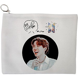 Portfard Cosmetice tip Plic, model BTS J-Hope, 23x18 cm, Alb, BEKZ®