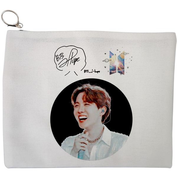 Portfard Cosmetice tip Plic, model BTS J-Hope, 23x18 cm, Alb, BEKZ® 11 Portfard Cosmetice tip Plic model BTS J Hope 23x18 cm Alb BEKZ®