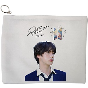 Portfard Cosmetice tip Plic, model BTS Jin 2, 23x18 cm, Alb, BEKZ®