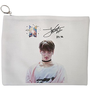 Portfard Cosmetice tip Plic, model BTS Jungkook 2, 23x18 cm, Alb, BEKZ®