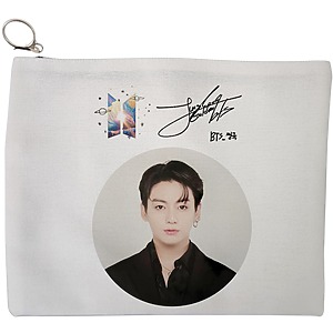 Portfard Cosmetice tip Plic, model BTS Jungkook, 23x18 cm, Alb, BEKZ®