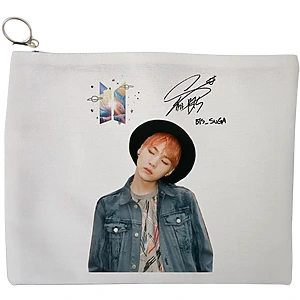 Portfard Cosmetice tip Plic, model BTS Suga 2, 23x18 cm, Alb, BEKZ®
