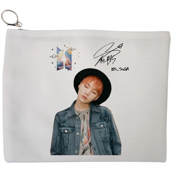 Portfard Cosmetice tip Plic, model BTS Suga 2, 23x18 cm, Alb, BEKZ® 9 Portfard Cosmetice tip Plic model BTS Suga 2 23x18 cm Alb BEKZ®