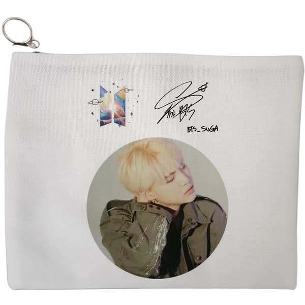 Portfard Cosmetice tip Plic, model BTS Suga, 23x18 cm, Alb, BEKZ® 9 Portfard Cosmetice tip Plic model BTS Suga 23x18 cm Alb BEKZ®