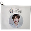 Portfard Cosmetice tip Plic, model BTS V cu semnatura, 23x18 cm, Alb, BEKZ® 13 Portfard Cosmetice tip Plic model BTS V cu semnatura 23x18 cm Alb BEKZ®