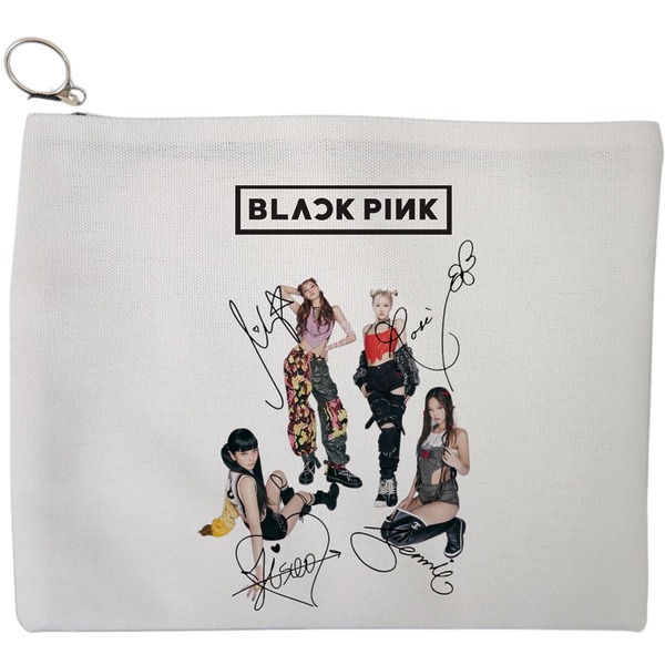 Portfard Cosmetice tip Plic, model Blackpink 6 cu semnaturii, 23x18 cm, Alb, BEKZ® 9 Portfard Cosmetice tip Plic model Blackpink 6 cu semnaturii 23x18 cm Alb BEKZ®
