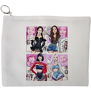 Portfard Cosmetice tip Plic, model Blackpink 7, 23x18 cm, Alb, BEKZ®