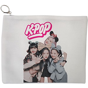 Portfard Cosmetice tip Plic, model Blackpink k-pop, 23x18 cm, Alb, BEKZ®