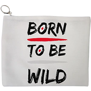 Portfard Cosmetice tip Plic, model Born to be wild, 23x18 cm, Alb, BEKZ®