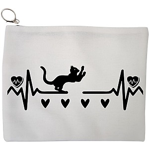 Portfard Cosmetice tip Plic, model Cat Love 2, 23x18 cm, Alb, BEKZ®