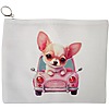 Portfard Cosmetice tip Plic, model Chihuahua the Driver, 23x18 cm, Alb, BEKZ® 13 Portfard Cosmetice tip Plic model Chihuahua the Driver 23x18 cm Alb BEKZ®