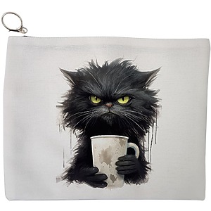 Portfard Cosmetice tip Plic, model Coffee Addict, 23x18 cm, Alb, BEKZ®