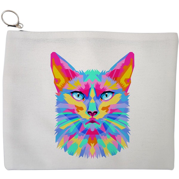 Portfard Cosmetice tip Plic, model Colorful Geometric Cat, 23x18 cm, Alb, BEKZ® 9 Portfard Cosmetice tip Plic model Colorful Geometric Cat 23x18 cm Alb BEKZ®