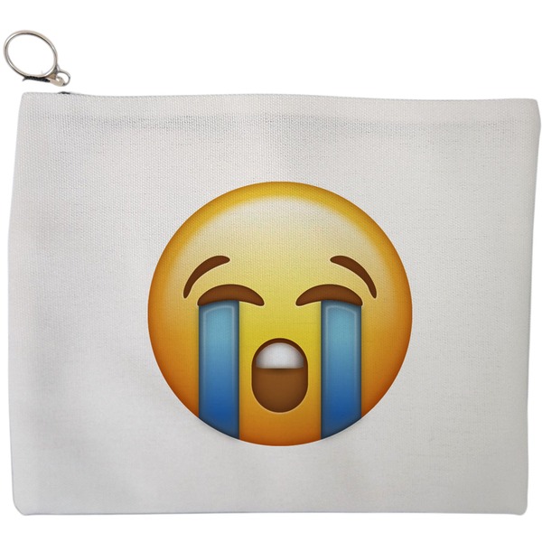 Portfard Cosmetice tip Plic, model Crying Emoji, 23x18 cm, Alb, BEKZ® 9 Portfard Cosmetice tip Plic model Crying Emoji 23x18 cm Alb BEKZ®