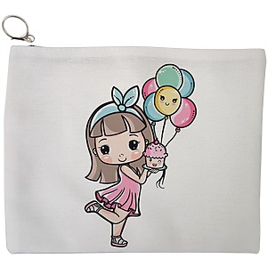 Portfard Cosmetice tip Plic, model Cupcake girl, 23x18 cm, Alb, BEKZ®