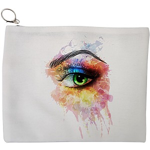 Portfard Cosmetice tip Plic, model Eye Art Pattern, 23x18 cm, Alb, BEKZ®