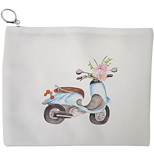 Portfard Cosmetice tip Plic, model Floral Bike, 23x18 cm, Alb, BEKZ®
