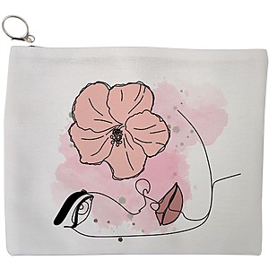 Portfard Cosmetice tip Plic, model Floral Line, 23x18 cm, Alb, BEKZ®