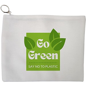 Portfard Cosmetice tip Plic, model Go Green – Say no to plastic, 23x18 cm, Alb, BEKZ®