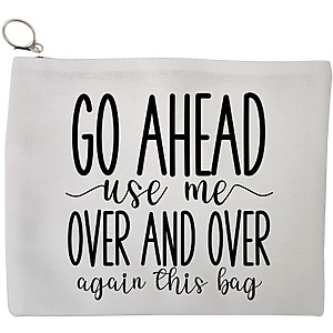 Portfard Cosmetice tip Plic, model Go ahead use me, over and over again this bag, 23x18 cm, Alb, BEKZ®