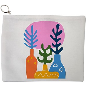 Portfard Cosmetice tip Plic, model Gradina Abstracta, 23x18 cm, Alb, BEKZ®