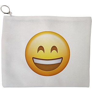 Portfard Cosmetice tip Plic, model Happy Emoji, 23x18 cm, Alb, BEKZ®