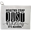 Portfard Cosmetice tip Plic, model Healthy Crap, Just kidding, it's alcohol, 23x18 cm, Alb, BEKZ® 13 Portfard Cosmetice tip Plic model Healthy Crap Just kidding its alcohol 23x18 cm Alb BEKZ®