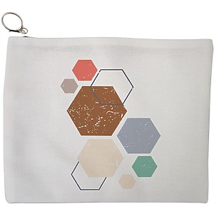 Portfard Cosmetice tip Plic, model Hexagons Pattern, 23x18 cm, Alb, BEKZ®