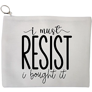 Portfard Cosmetice tip Plic, model I must resist, I bought it, 23x18 cm, Alb, BEKZ®