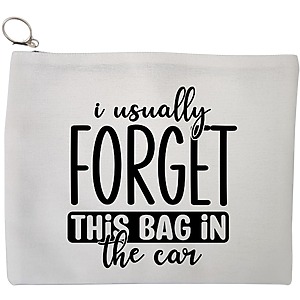 Portfard Cosmetice tip Plic, model I usually forget this bag in the car, 23x18 cm, Alb, BEKZ®