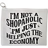 Portfard Cosmetice tip Plic, model I'm not a shopaholic, I'm just helping the economy, 23x18 cm, Alb, BEKZ® 13 Portfard Cosmetice tip Plic model Im not a shopaholic Im just helping the economy 23x18 cm Alb BEKZ®