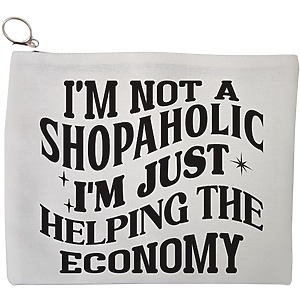 Portfard Cosmetice tip Plic, model I'm not a shopaholic, I'm just helping the economy, 23x18 cm, Alb, BEKZ®