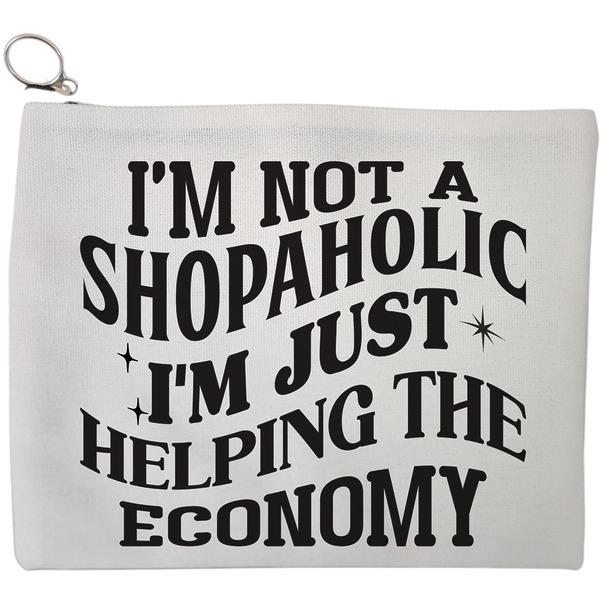 Portfard Cosmetice tip Plic, model I'm not a shopaholic, I'm just helping the economy, 23x18 cm, Alb, BEKZ® 9 Portfard Cosmetice tip Plic model Im not a shopaholic Im just helping the economy 23x18 cm Alb BEKZ®