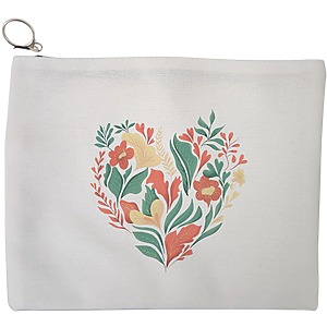 Portfard Cosmetice tip Plic, model Inima Florala, 23x18 cm, Alb, BEKZ®