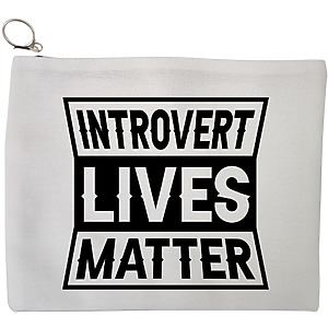 Portfard Cosmetice tip Plic, model Introvert Lives Matter, 23x18 cm, Alb, BEKZ®