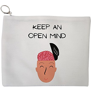 Portfard Cosmetice tip Plic, model Keep an open mind, 23x18 cm, Alb, BEKZ®