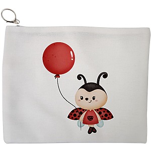 Portfard Cosmetice tip Plic, model Ladybug, 23x18 cm, Alb, BEKZ®