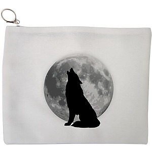 Portfard Cosmetice tip Plic, model Lup si Luna, 23x18 cm, Alb, BEKZ®