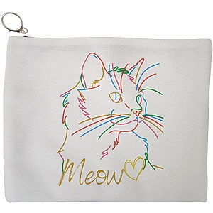 Portfard Cosmetice tip Plic, model Meow, 23x18 cm, Alb, BEKZ®